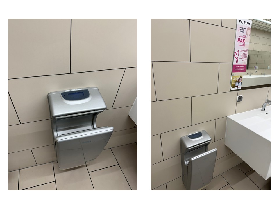 Sytuacja wyjściowa - stara suszarka do rak bez systemów higienicznych
